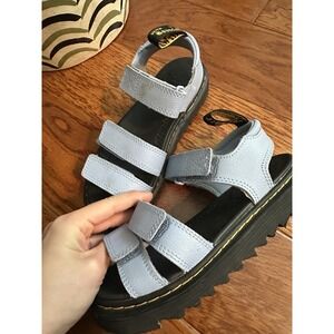 Dr Martens JUNIOR KLAIRE ATHENA LEATHER STRAP SANDALS US3 Blue